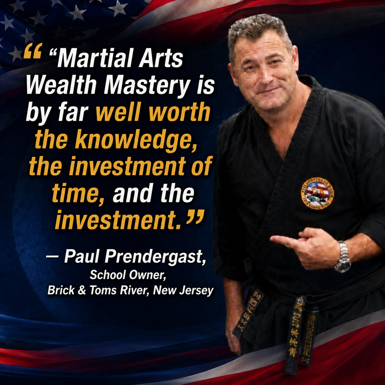 Paul Prendergast testimonial for Stephen Oliver's Martial Arts Wealth Mastery